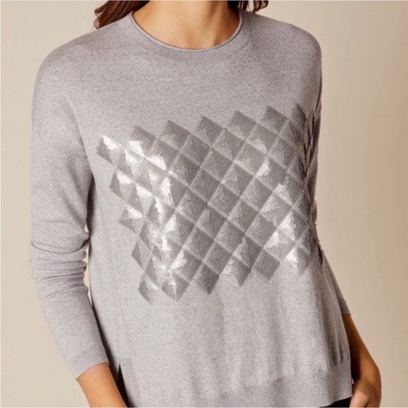 Karen Millen Grey Crewneck Wool Sweater with Sequins Women’s Size Small (6) EUC - Picture 9 of 10